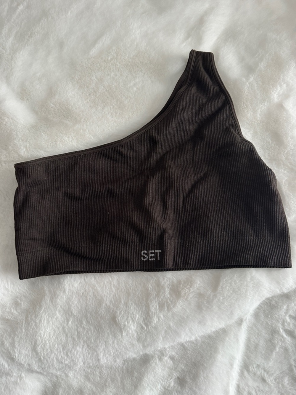 SET Active Black Ribbed Sports Bra with Logo